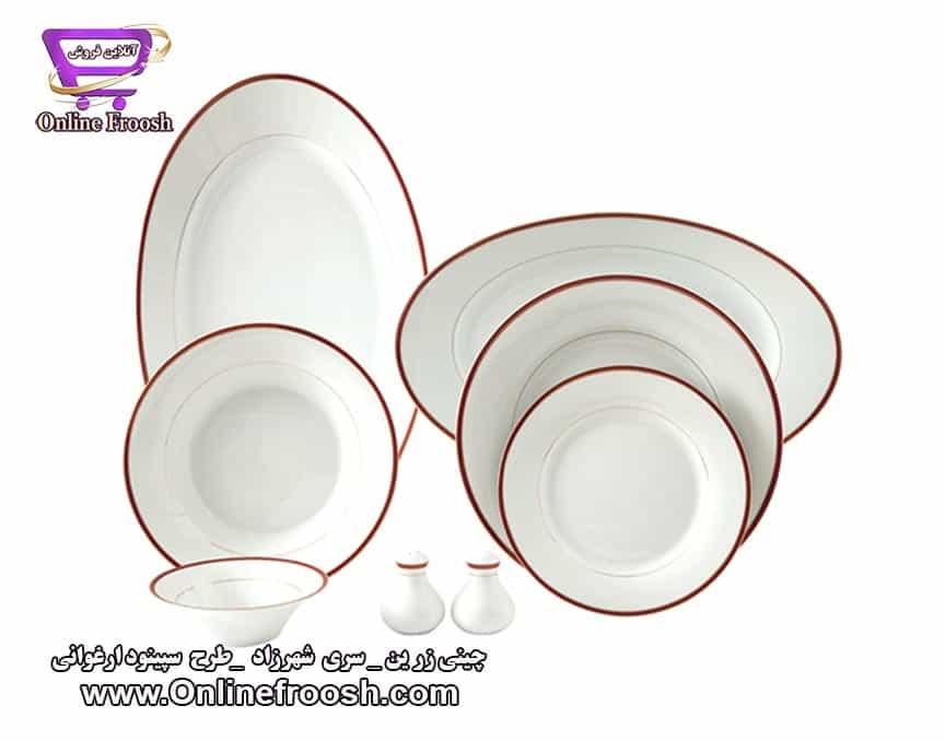 چینی زرین سری شهرزاد طرح سپینود ارغوانی 108 پارچه 12 نفره